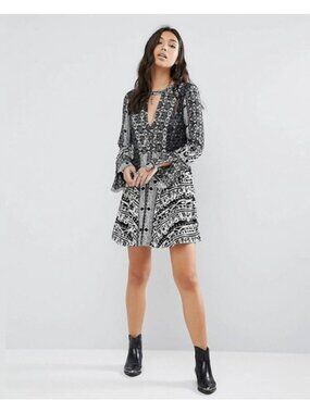 Free People Women's NWT Size 2 Tegan Border Mini Dress w/ Pockets MSRP $108